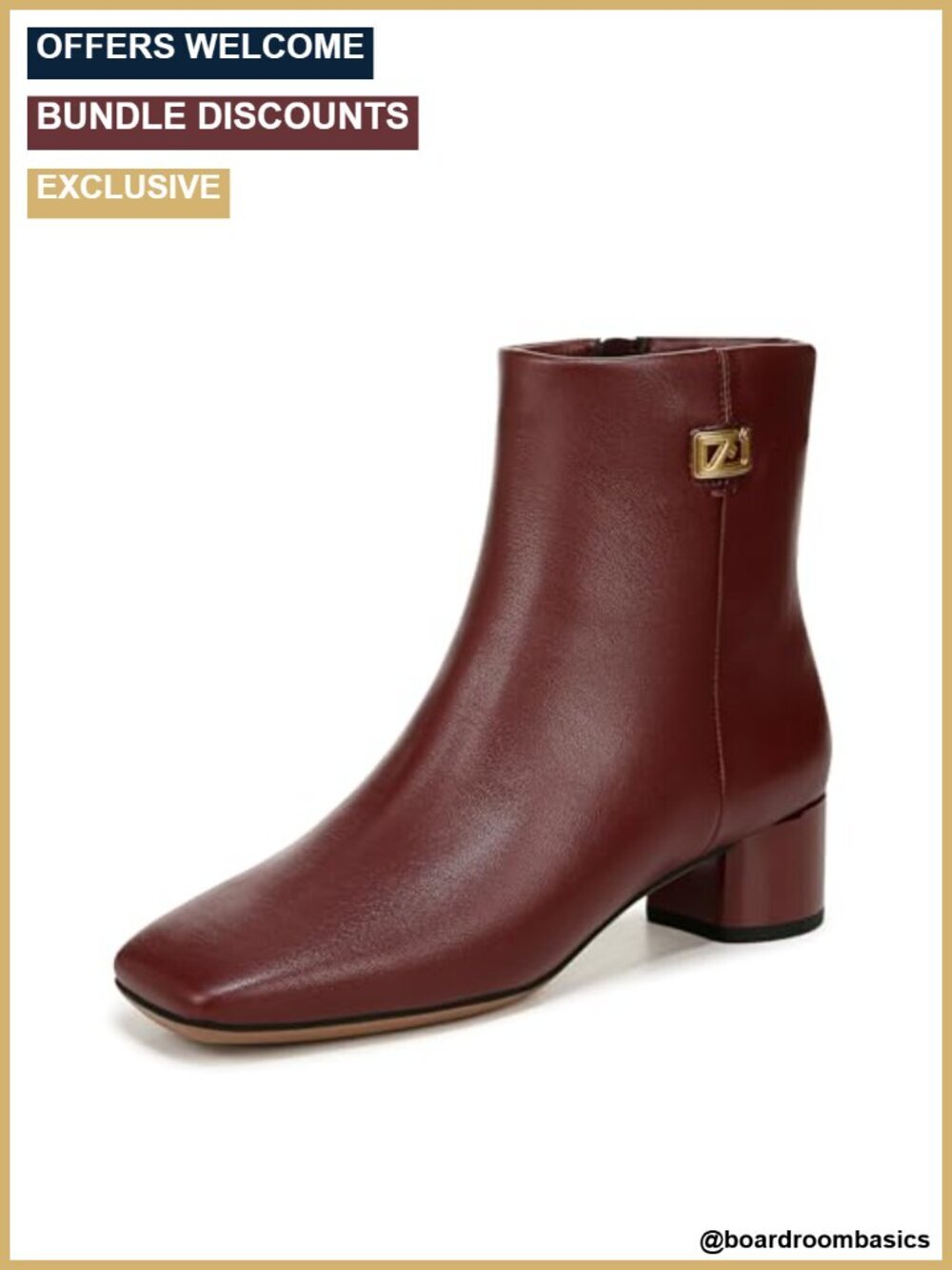 Square Toe Faux Leather Ankle Booties with Block Heel